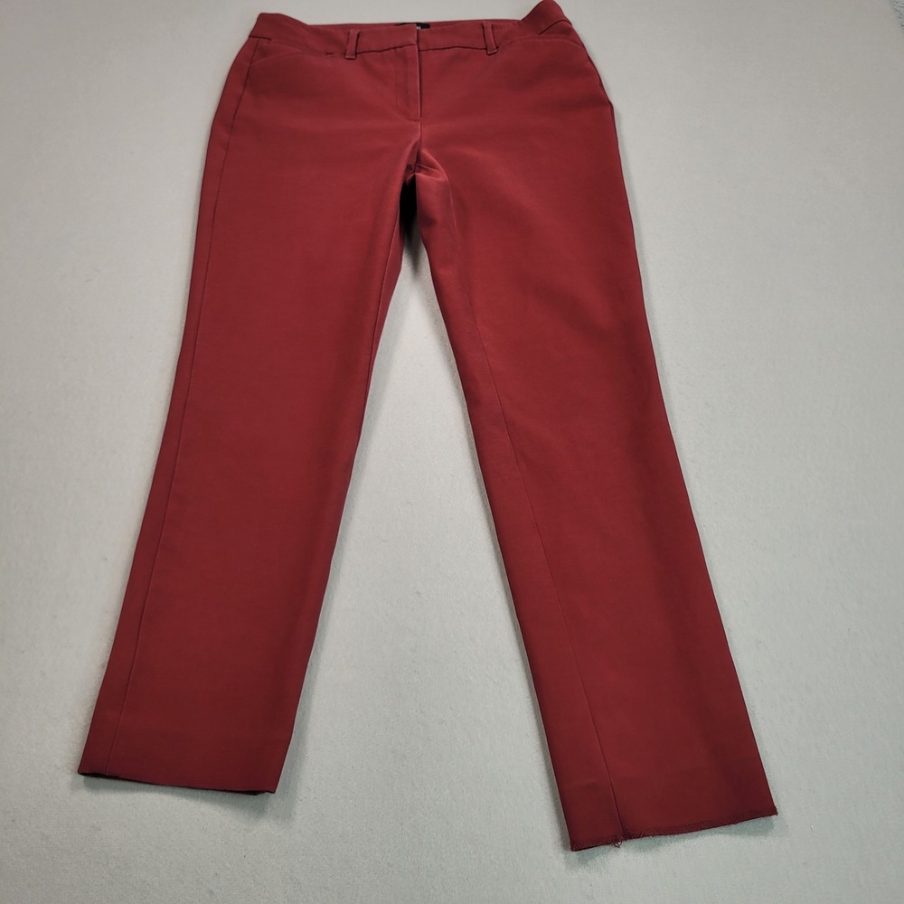 White House Black Market Slim Ankle Pants Red Size 6 Stretch Cotton Dress Slacks